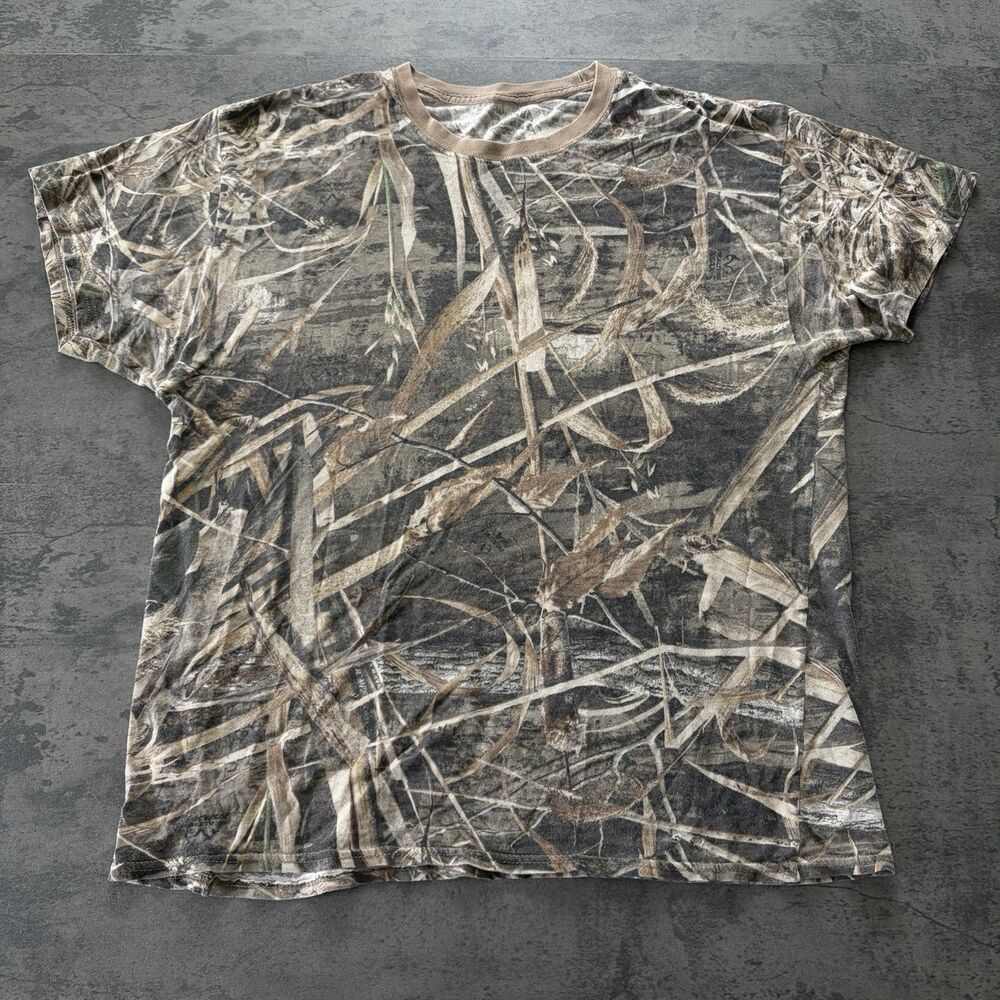 Y2K Hanes Woodland Camo Natural Gear Shot Sleeve Essentail T-Shirt Size L